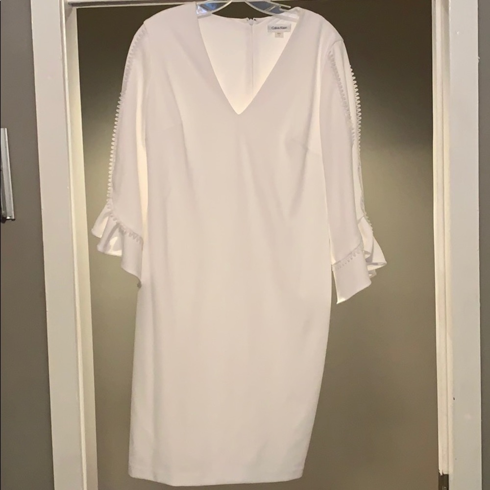 Calvin Klein White Bell Sleeve Dress